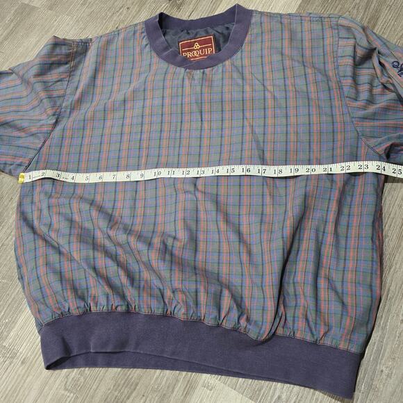 Vintage ProQuip Plaid Crewneck Pullover Golf Sweater Jacket - Picture 6 of 8